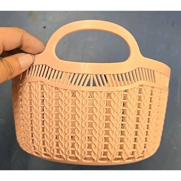 new  Essential Round Baskets panier  with Handles plastic Light pink - Picture 3 of 3